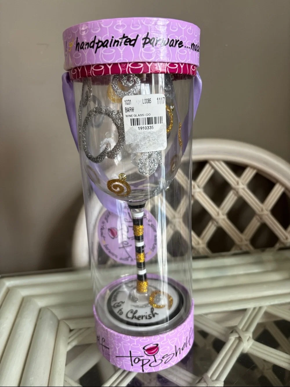 Top Shelf “I Do” Hand-Painted Wine Glass NIP - Picture 13 of 15